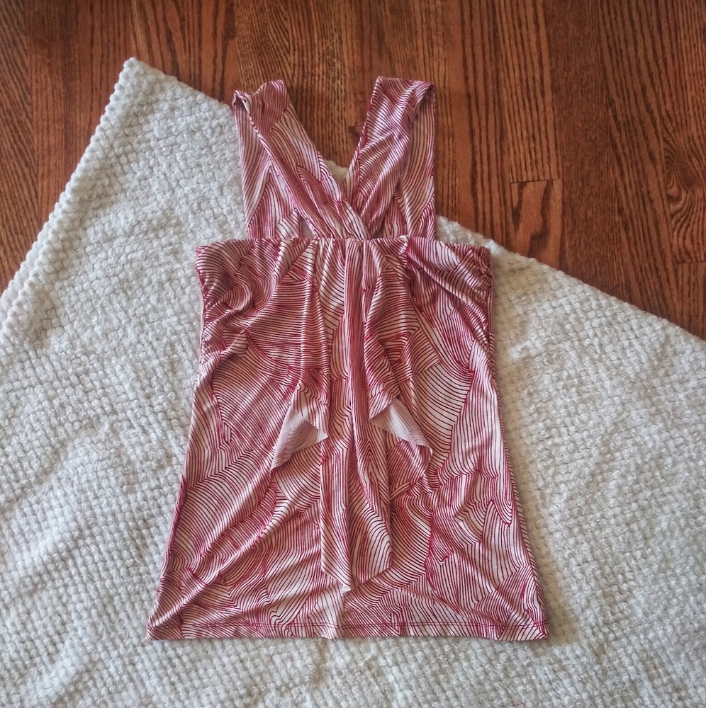 The Limited Patterned Top with Front Ruffle